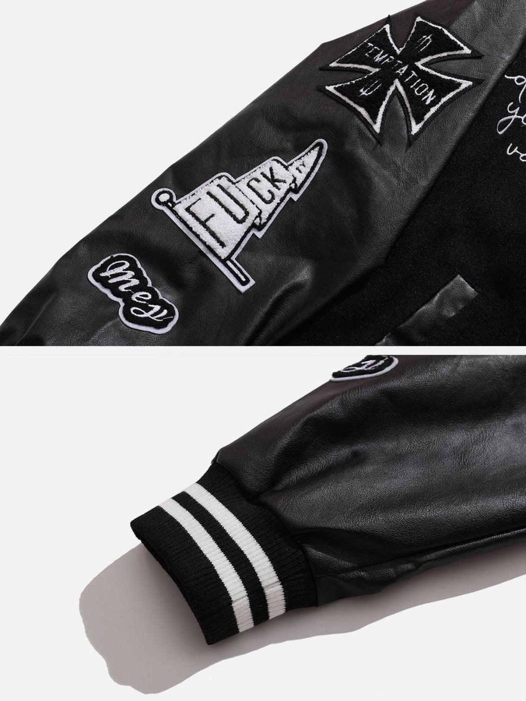 Tntwear® - Western Cowboy Skull PU Varsity Jacket - tntwear1