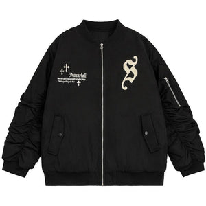 Tntwear® - Winter Bomber Jacket Coat Cross Patch - tntwear1