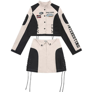 Tntwear® - Women Cropped Biker Jacket Set - tntwear1