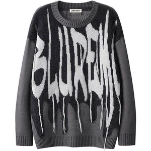 Tntwear® Crew Neck Knit Sweater Letter - tntwear1