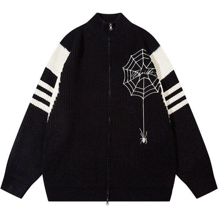 Tntwear® Zipper Knit Sweater Spider Web - tntwear1