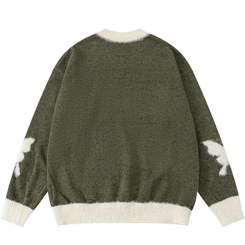 Tntwear® Fleece V-Neck Knit Sweater Butterfly - tntwear1