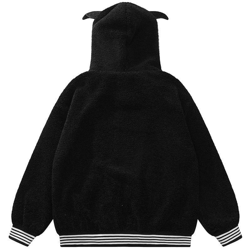 Tntwear® Hooded Sherpa Jacket with Devil Horn - tntwear1