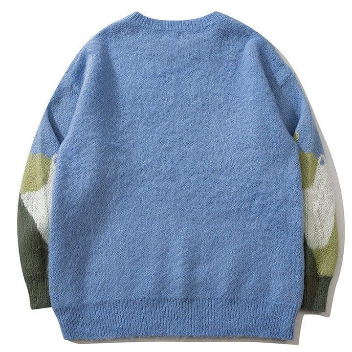 Tntwear® Fluffy Knit Sweater Colorful Cats - tntwear1