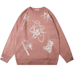 Tntwear® Oversize Knit Sweater Star Pattern - tntwear1