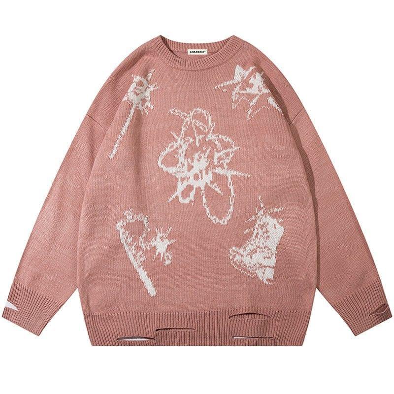 Tntwear® Oversize Knit Sweater Star Pattern - tntwear1