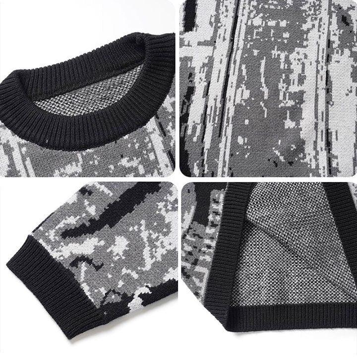 Tntwear® Grey Gradient Jacquard Sweater - tntwear1