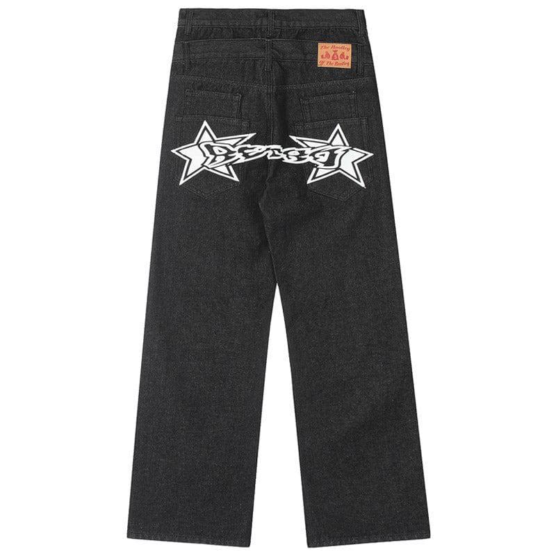 Tntwear® Gothic Black Jeans Star Print - tntwear1