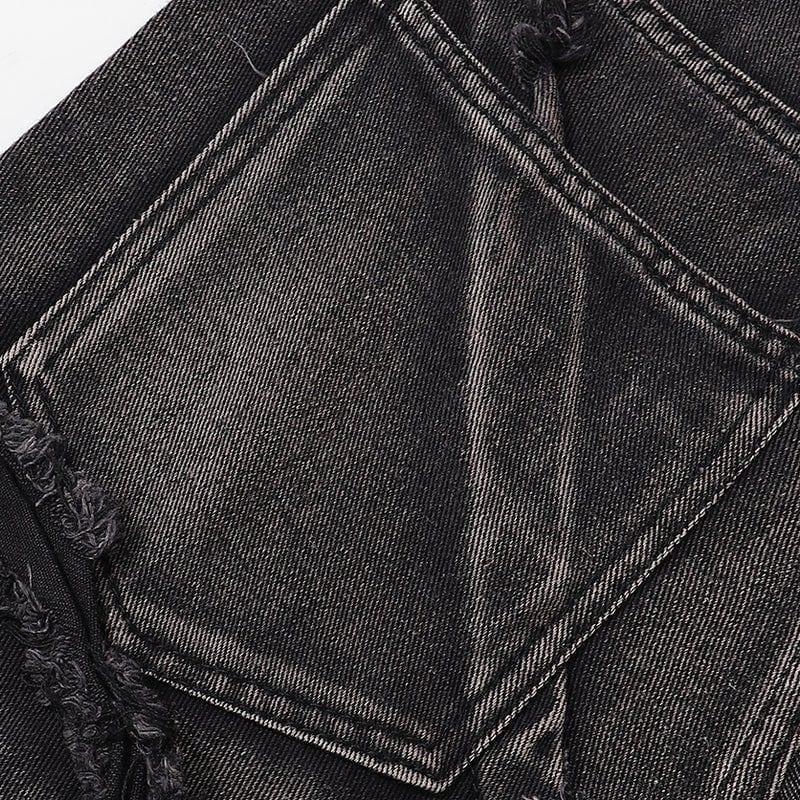 Tntwear® Distressed Wide Leg Jeans Spider Web - tntwear1