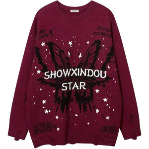 Tntwear® High Street Ripped Sweater Butterfly - tntwear1