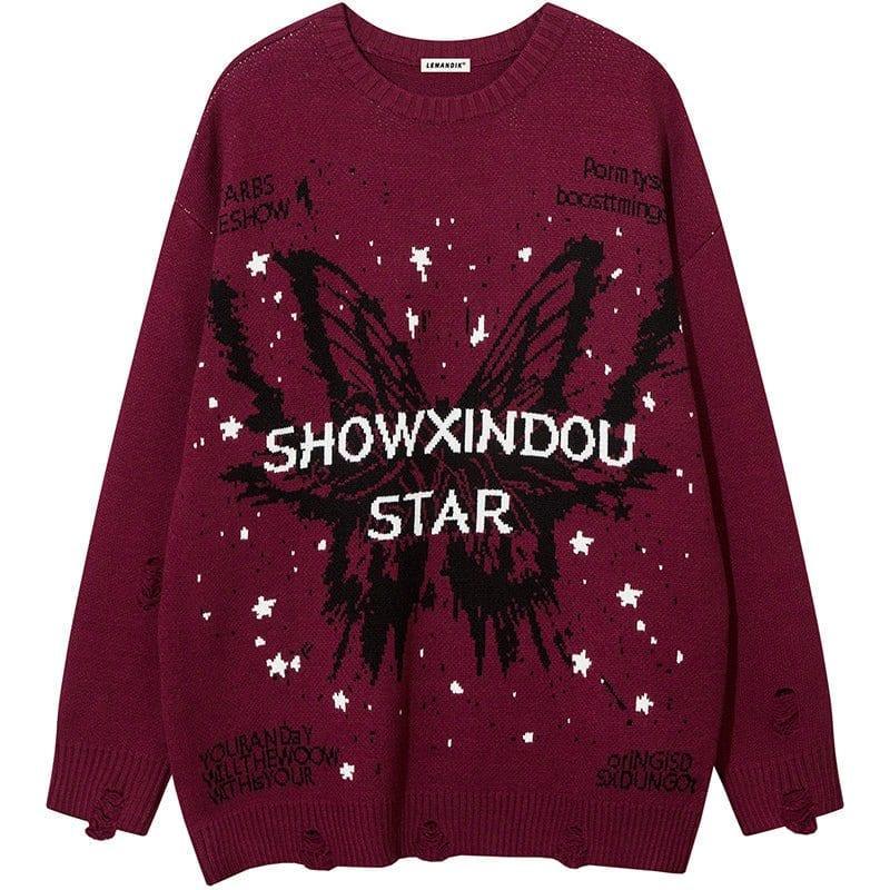 Tntwear® High Street Ripped Sweater Butterfly - tntwear1