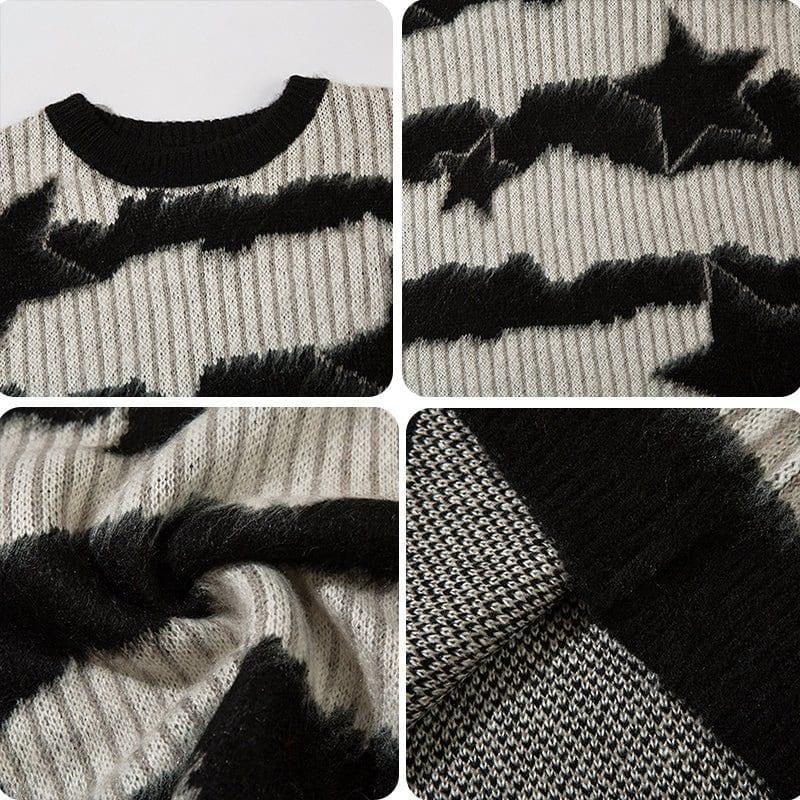 Tntwear® Cozy Mohair Knit Sweater with Chunky Star - tntwear1