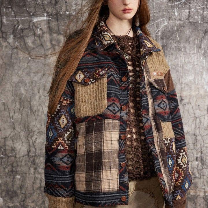 Tntwear® Retro Plaid Patchwork Jacket - tntwear1