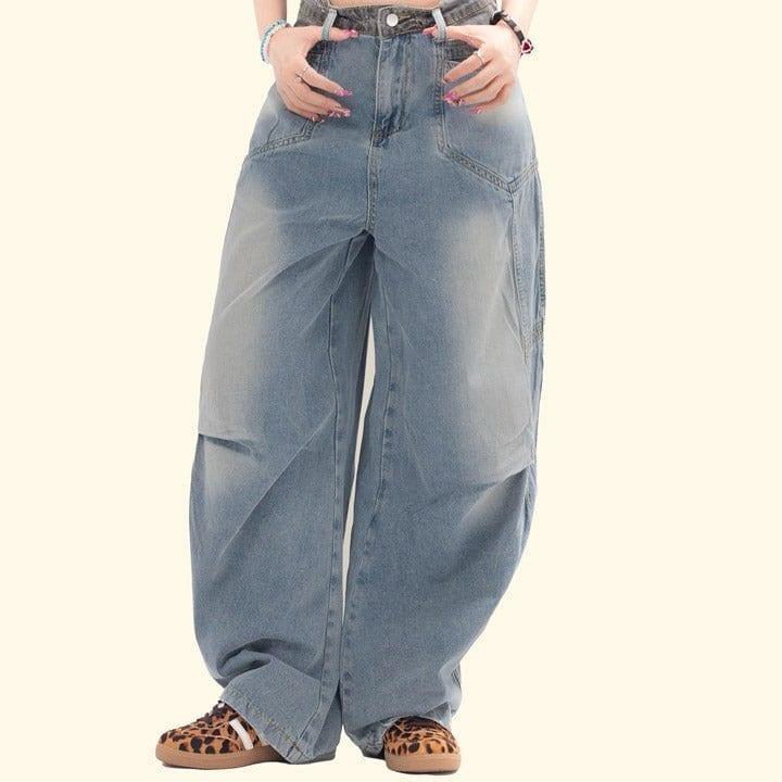 Tntwear® Faded Wash Jeans Side Pleated - tntwear1
