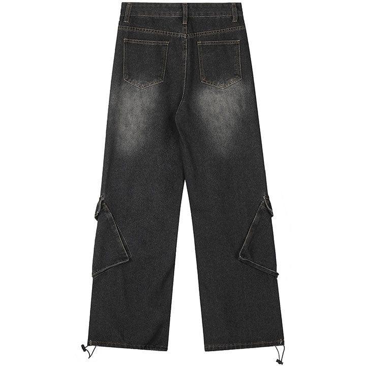 Tntwear® Stylish Straight Leg Jeans Patchwork Pocket - tntwear1