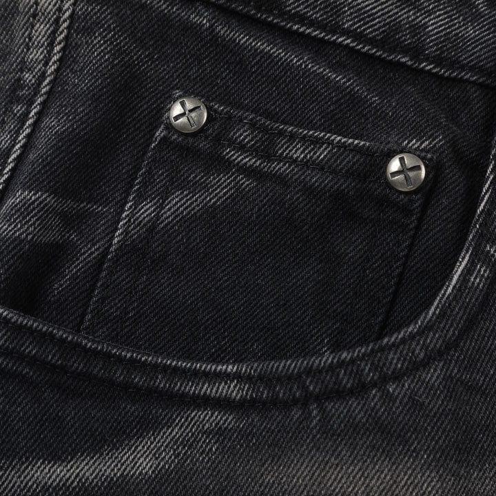 Tntwear® Baggy Washed Jeans Pleated Patchwork - tntwear1