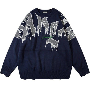 Tntwear® Casual Jacquard Ripped Knit Sweater - tntwear1