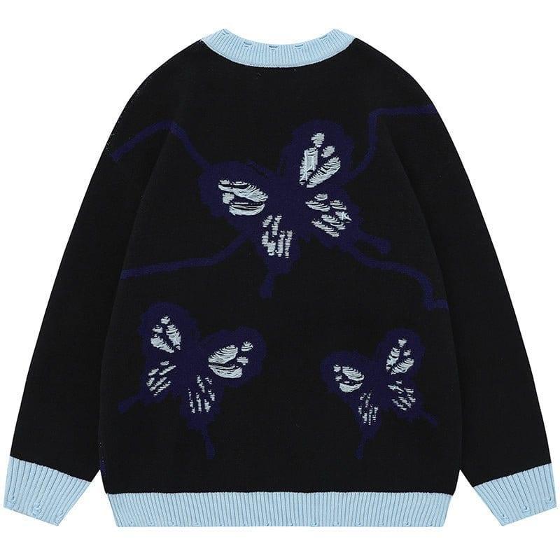 Tntwear® Ripped Jacquard Sweater Butterfly - tntwear1