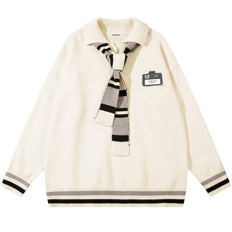 Tntwear® Preppy Style Knit Sweater Tie Neck - tntwear1