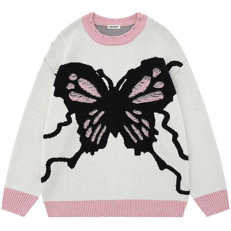 Tntwear® Ripped Jacquard Sweater Butterfly - tntwear1
