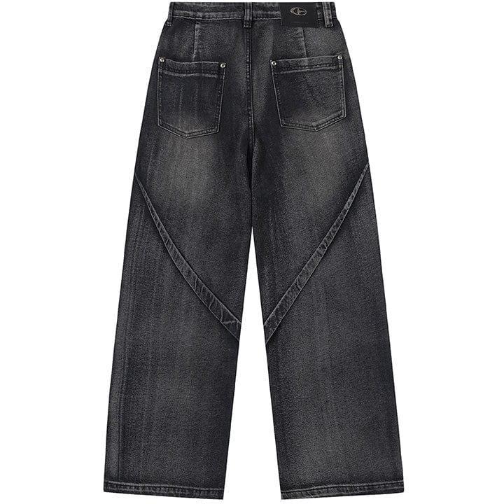 Tntwear® Baggy Washed Jeans Pleated Patchwork - tntwear1