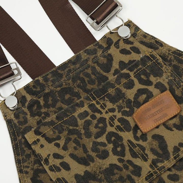 Tntwear® Leopard Patchwork Jeans Overall - tntwear1