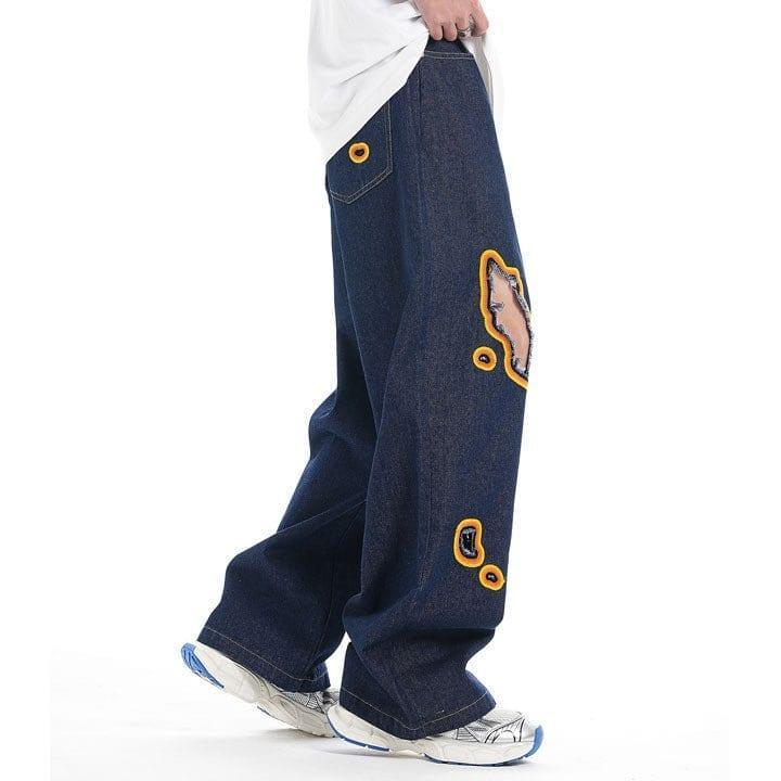 Tntwear® Baggy Straight Leg Jeans Flame - tntwear1