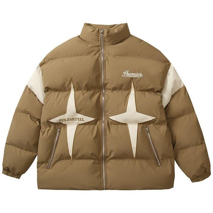 Tntwear® Thicken Winter Coat Color Block Star - tntwear1
