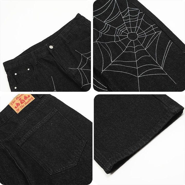 Tntwear® Black Jeans Spider Web Print - tntwear1