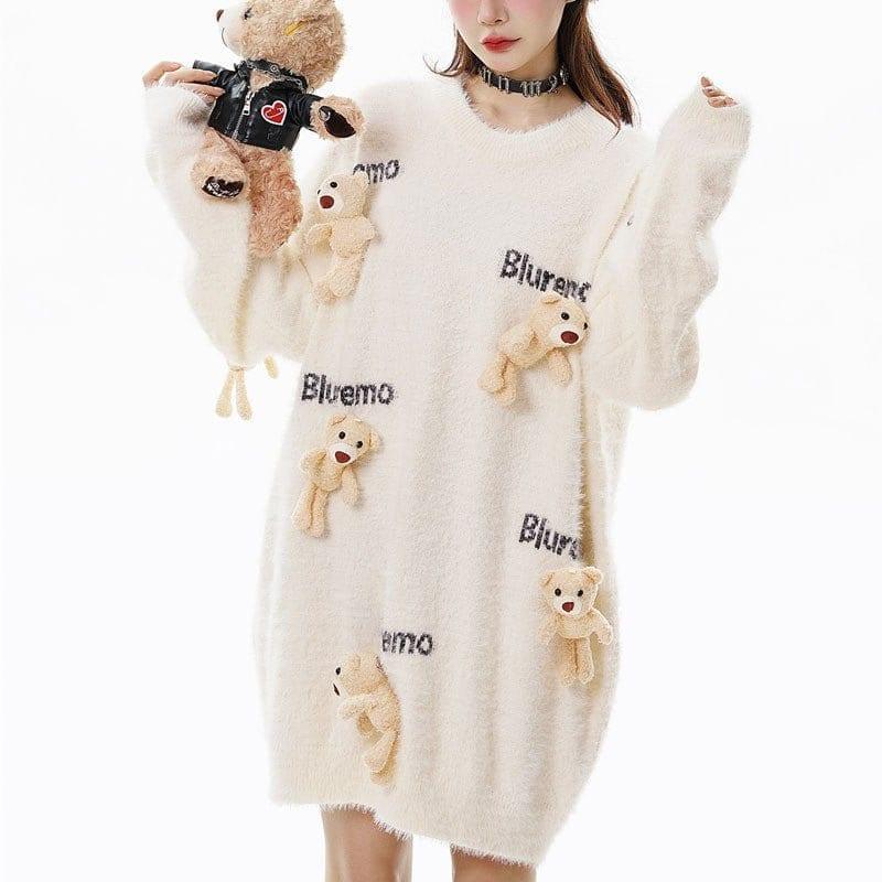 Tntwear® Mohair Knit Sweater with Bear - tntwear1