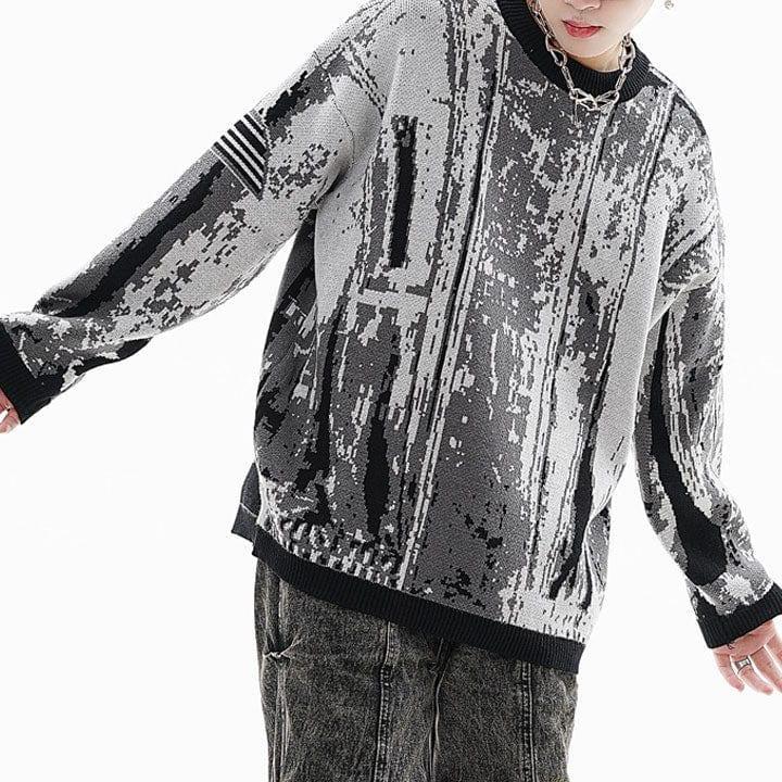 Tntwear® Grey Gradient Jacquard Sweater - tntwear1
