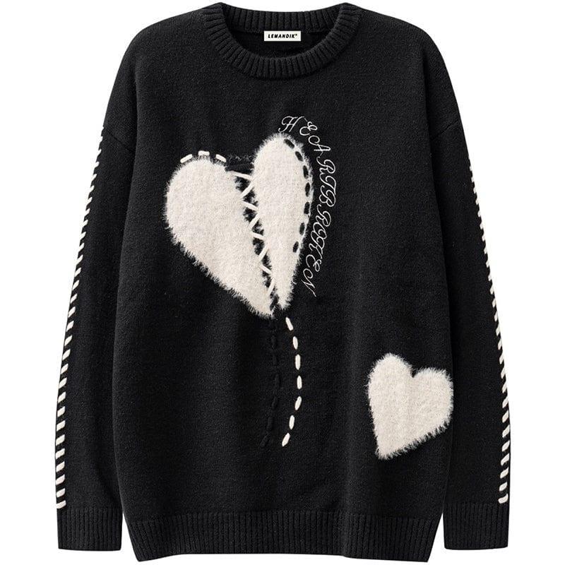 Tntwear® Cozy Knit Sweater Flocked Heart - tntwear1