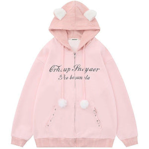 Tntwear® Sweet Zip Up Hoodie with Cat Ear - tntwear1