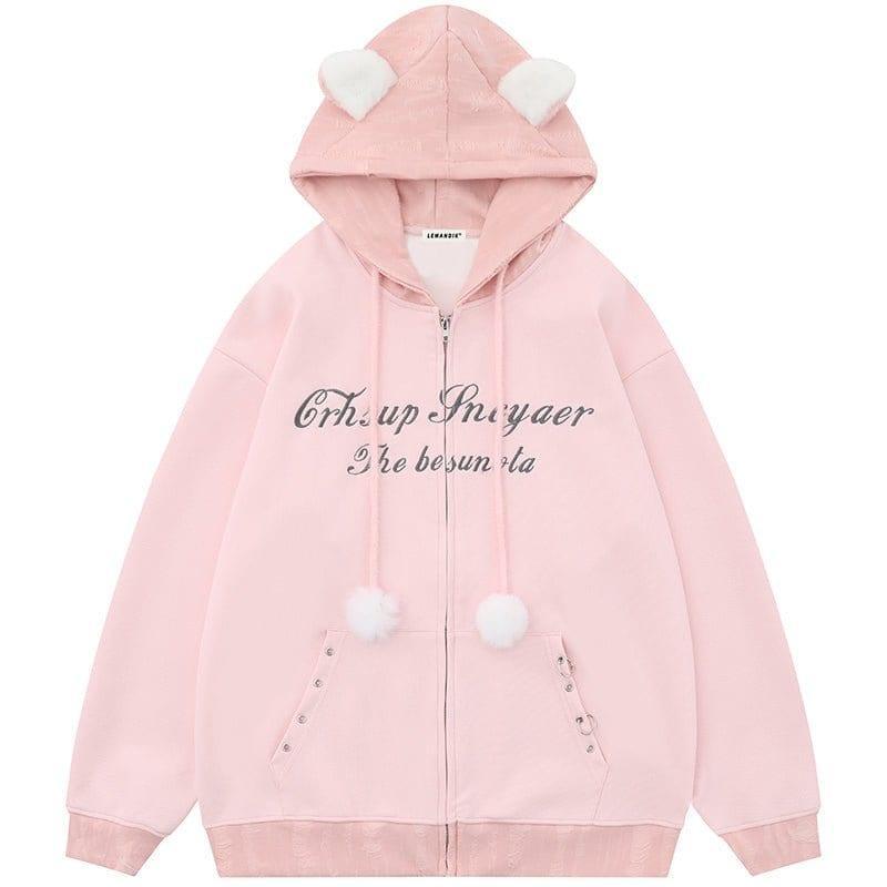 Tntwear® Sweet Zip Up Hoodie with Cat Ear - tntwear1