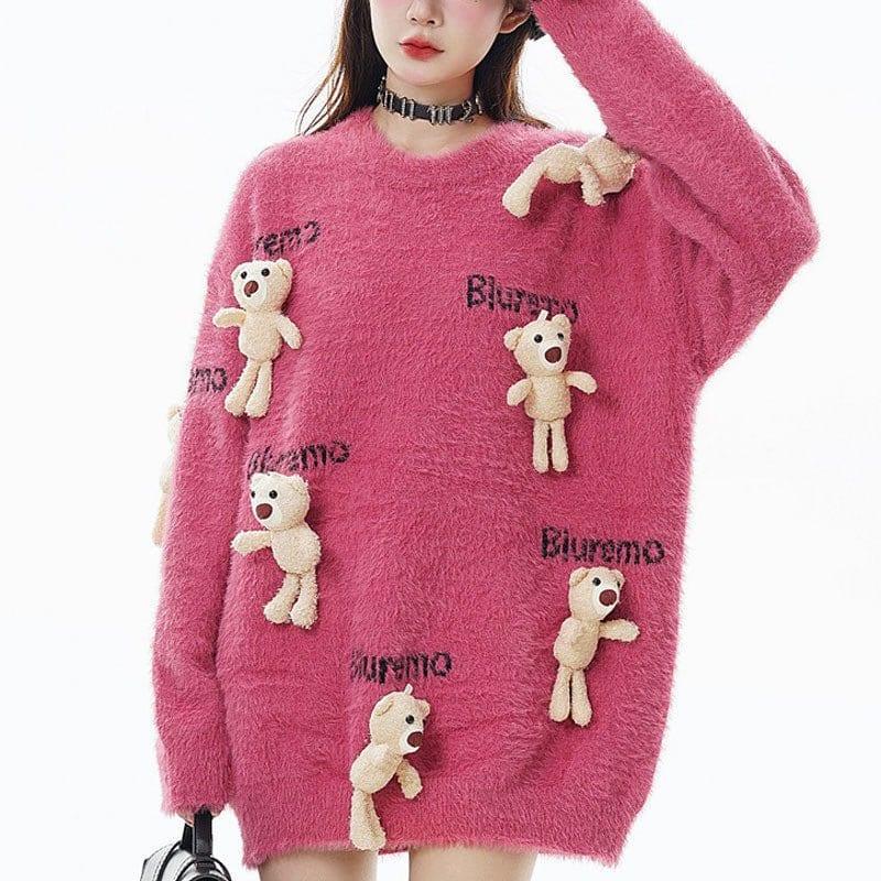 Tntwear® Mohair Knit Sweater with Bear - tntwear1