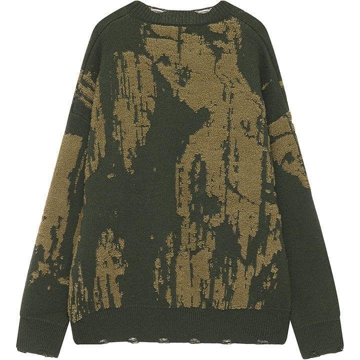 Tntwear® Tie Dye Ripped Knitted Sweater - tntwear1