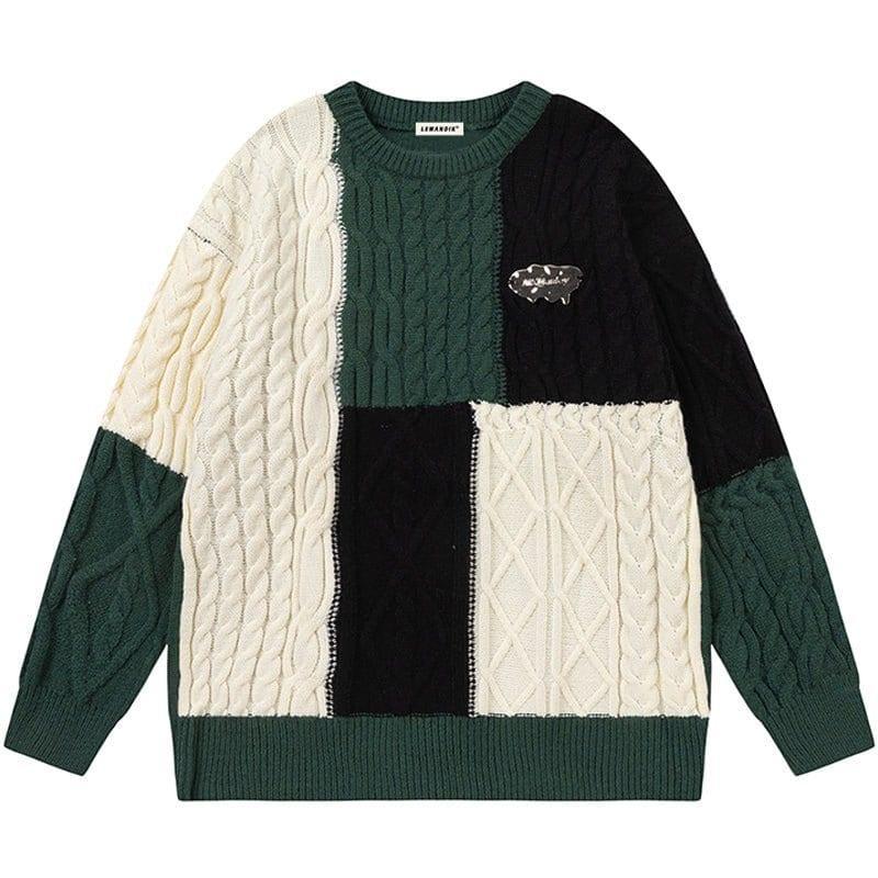 Tntwear® Color Block Cable Knit Sweater - tntwear1