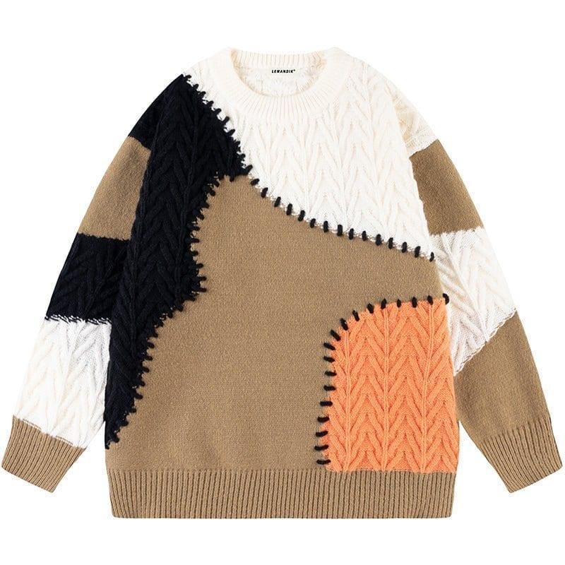 Tntwear® Chunky Knit Sweater Color Block - tntwear1