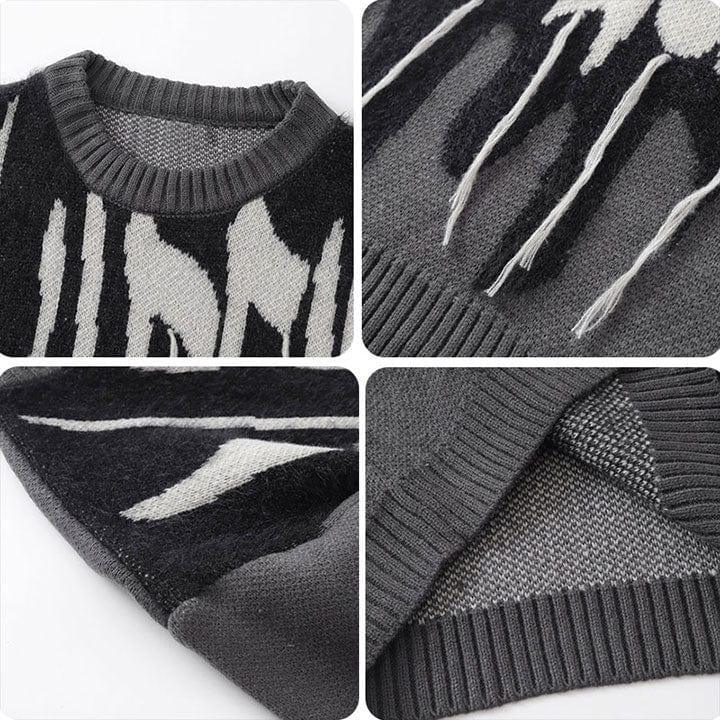 Tntwear® Crew Neck Knit Sweater Letter - tntwear1