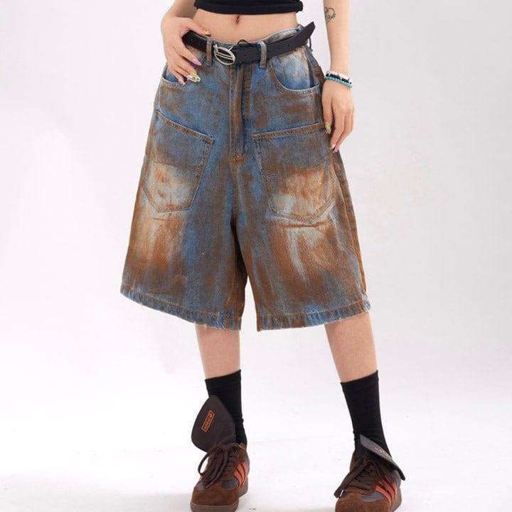 Tntwear® Edgy Washed Denim Shorts - tntwear1
