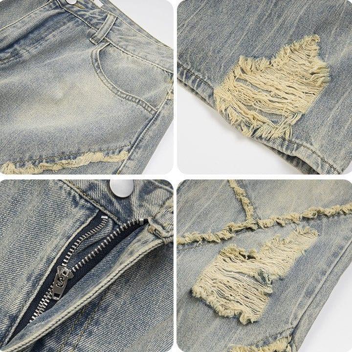 Tntwear® Distressed Frayed Washed Jeans - tntwear1