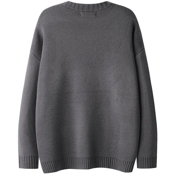 Tntwear® Crew Neck Knit Sweater Letter - tntwear1