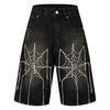 Tntwear® Spider Web Embroidered Denim Shorts - tntwear1