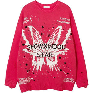 Tntwear® High Street Ripped Sweater Butterfly - tntwear1