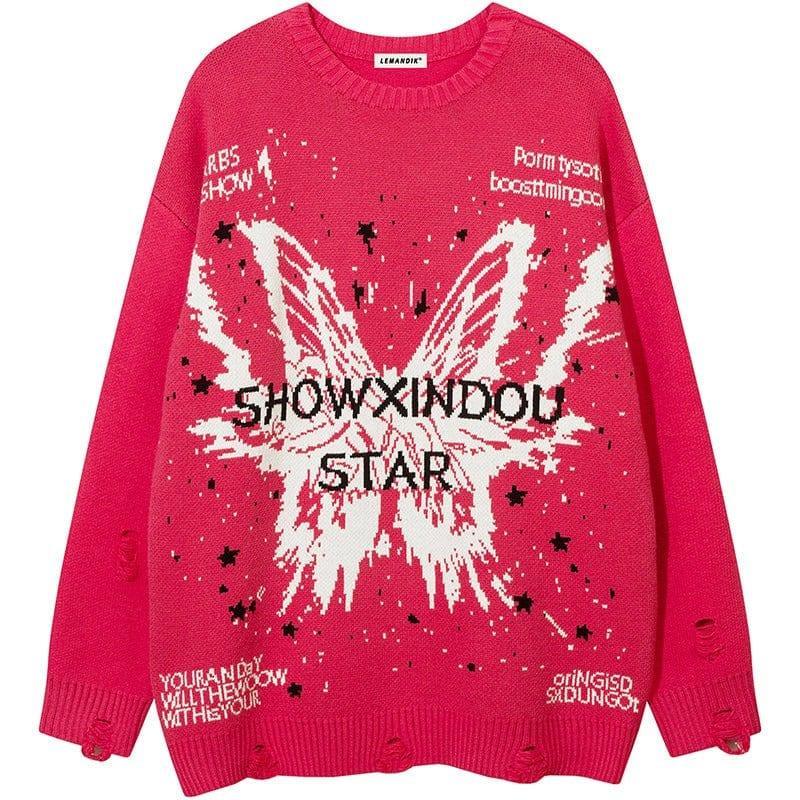 Tntwear® High Street Ripped Sweater Butterfly - tntwear1