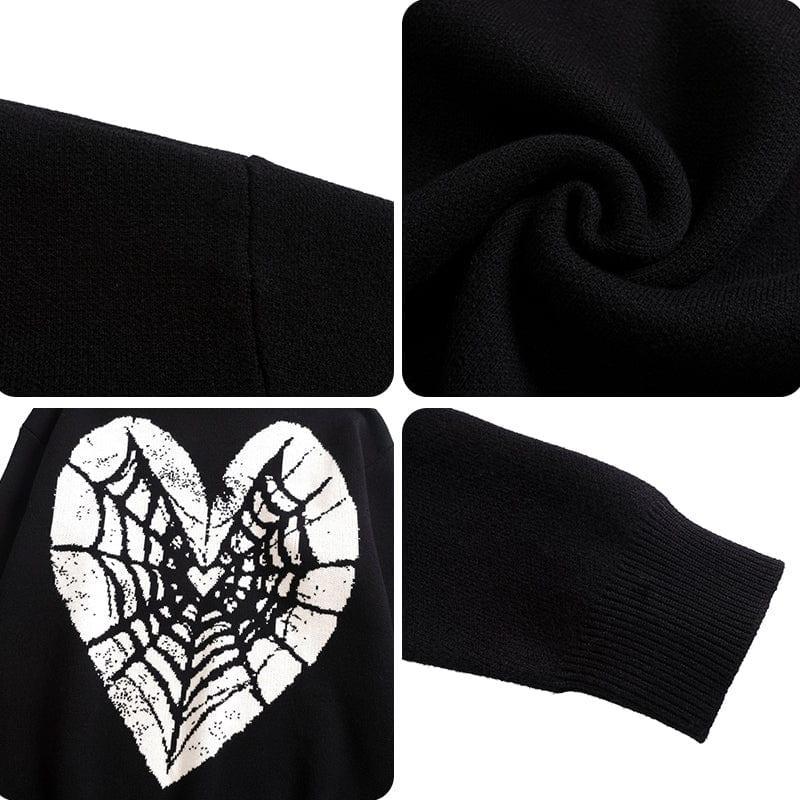 Tntwear® Knitted Sweater Spider Web Heart - tntwear1
