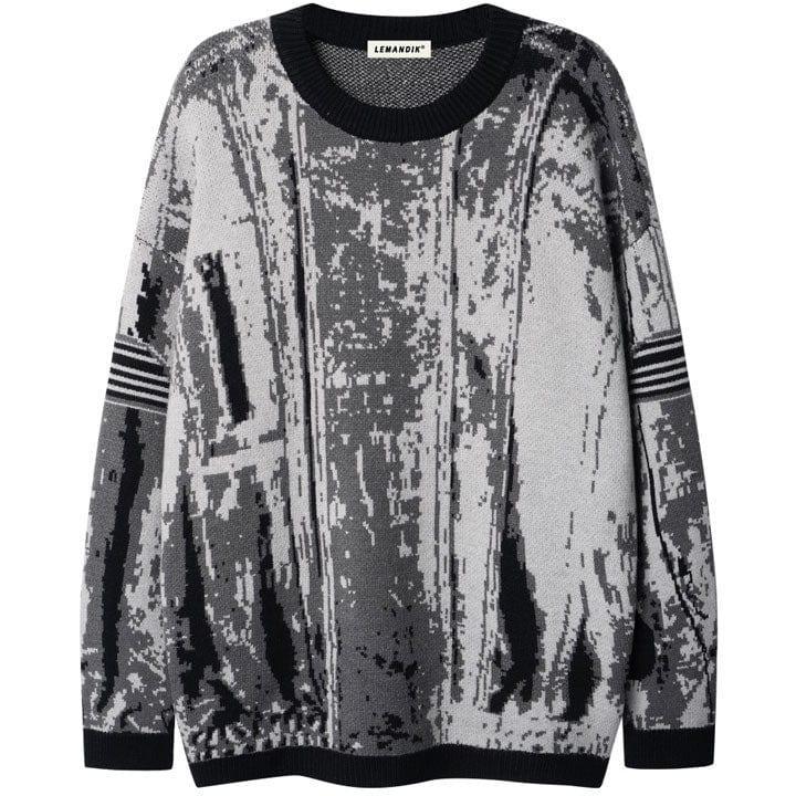 Tntwear® Grey Gradient Jacquard Sweater - tntwear1