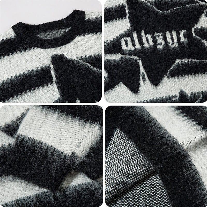 Tntwear® Fuzzy Striped Knit Sweater Star - tntwear1