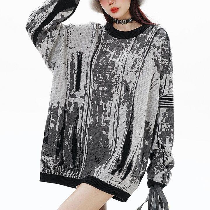 Tntwear® Grey Gradient Jacquard Sweater - tntwear1
