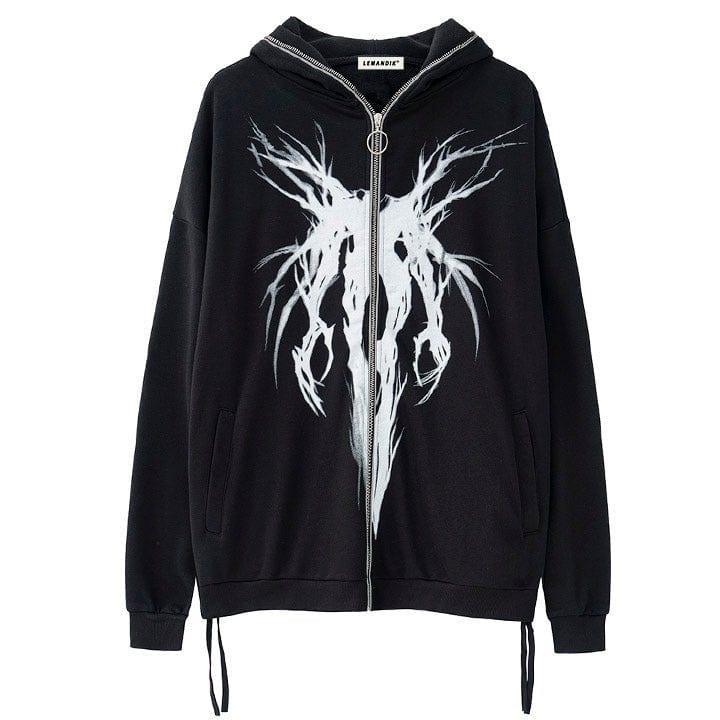 Tntwear® Gothic Black Full Zip Graphic Hoodie - tntwear1